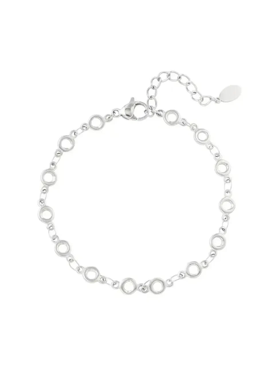 LOVEDRUNKY Cirkels Armband Zilver 16+3 cm