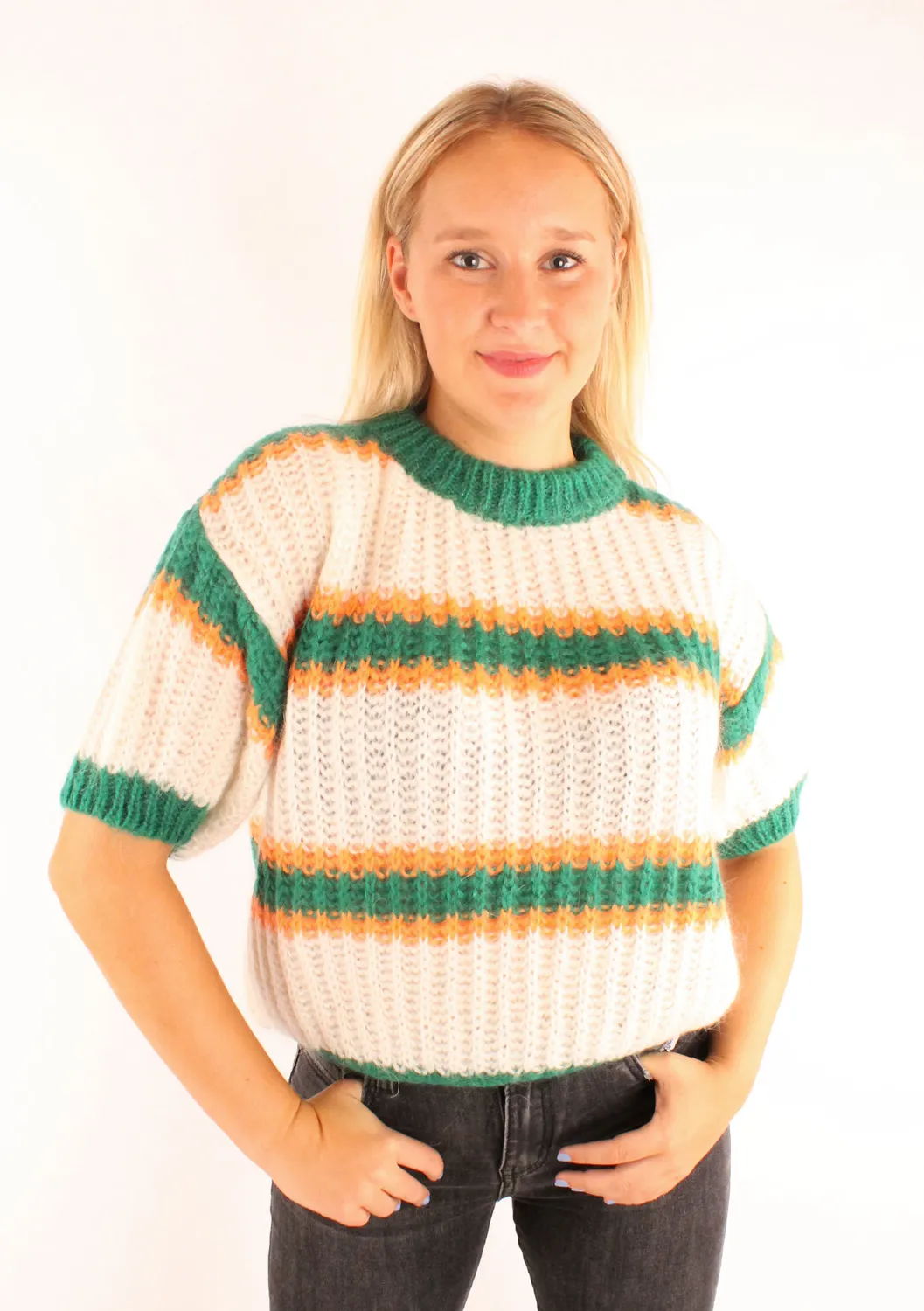 LOVEDRUNKY Poppy trui groen beige oversized knit