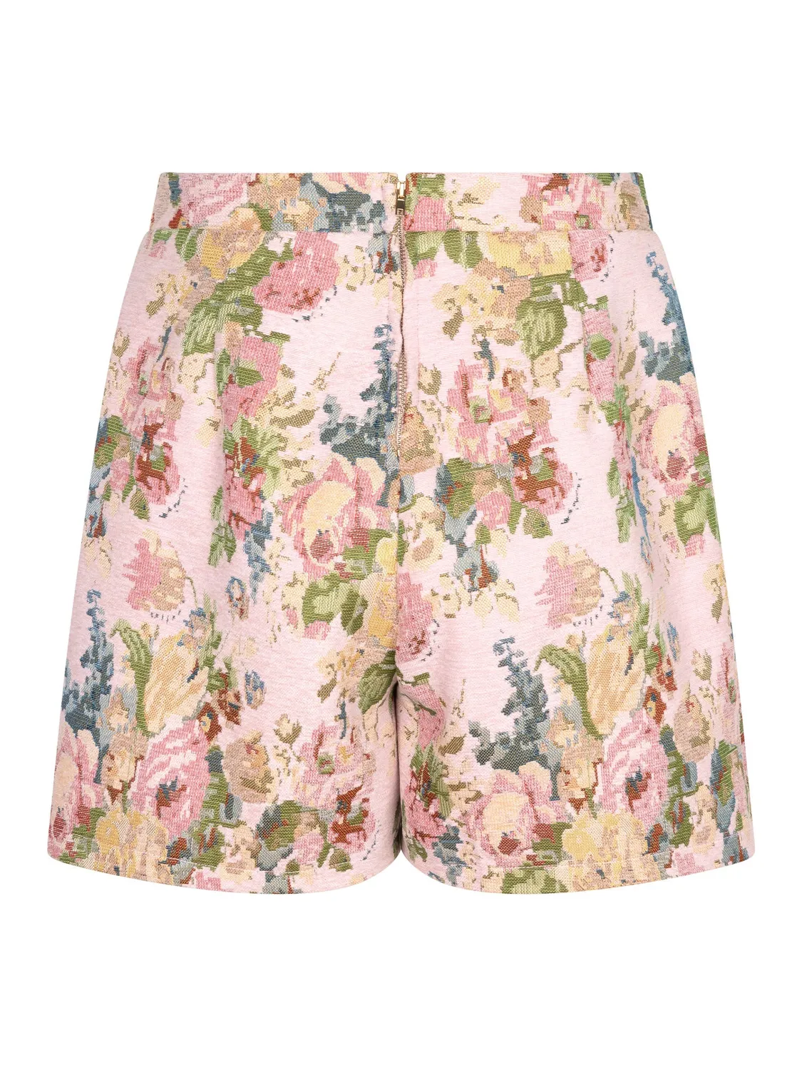 Ydence Sylvie skort roze broekrok jacquard bloemen