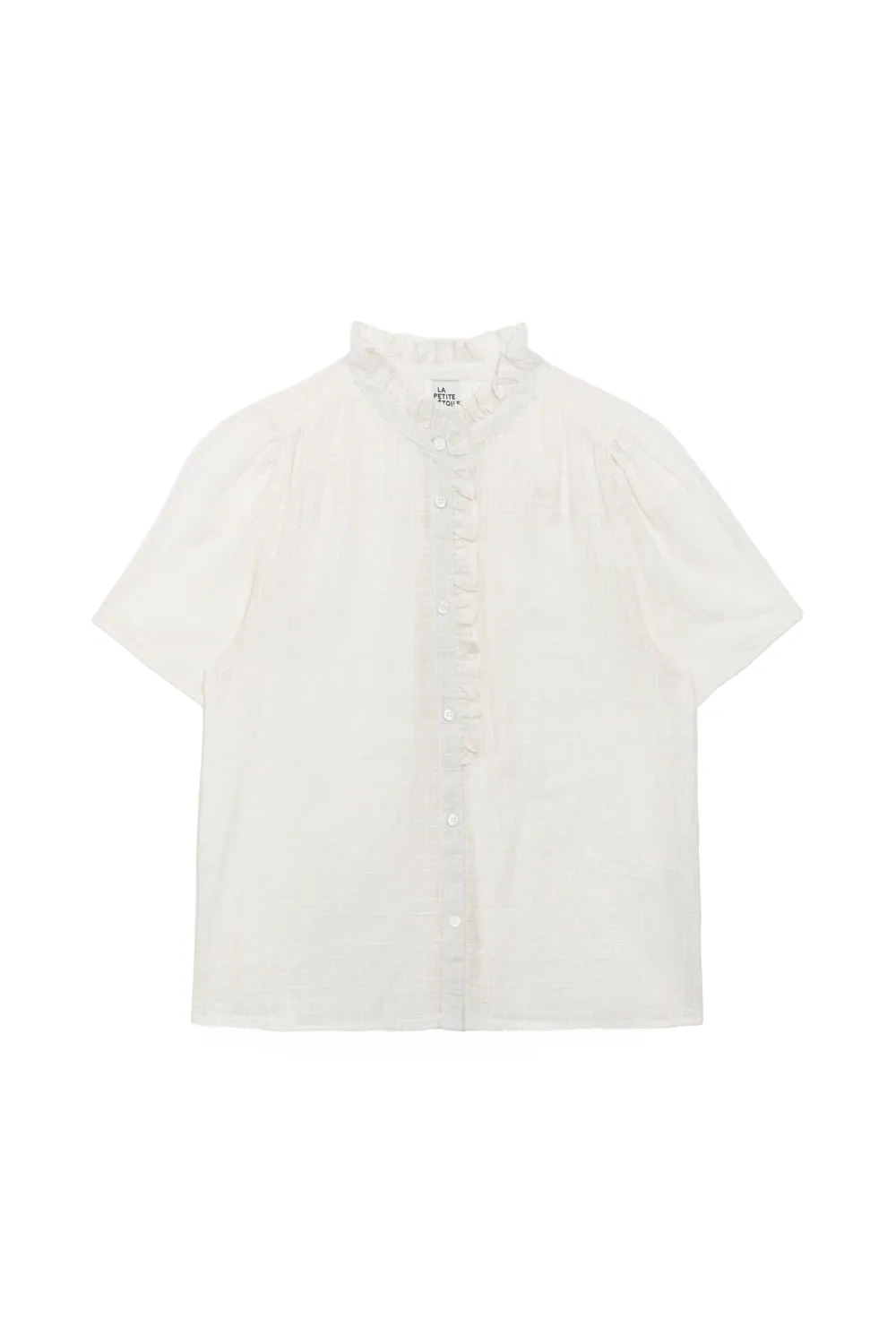 La Petite Etoile Bentley blouse ecru ruitjes katoen