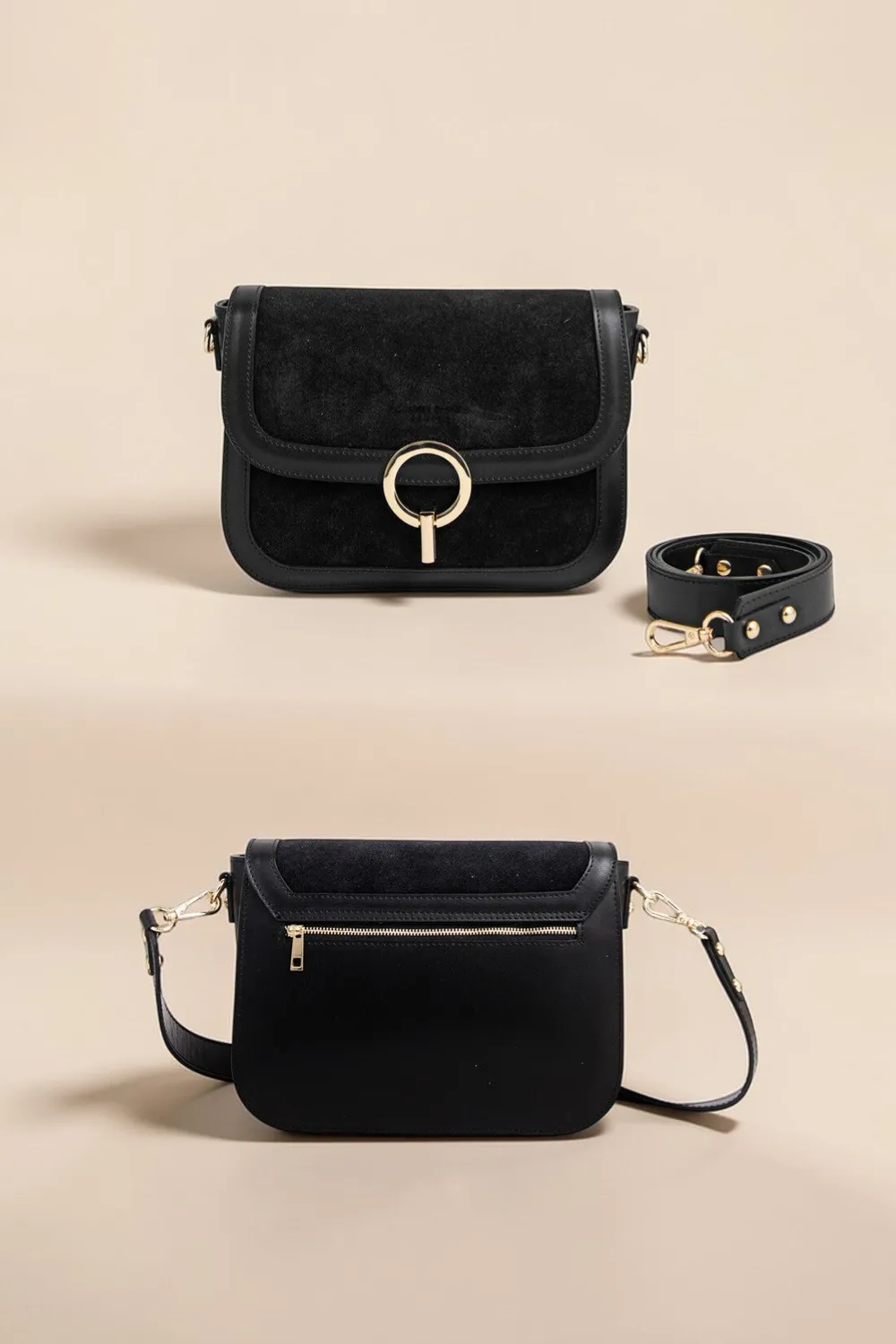 La Petite Etoile James leren tas zwart schouder