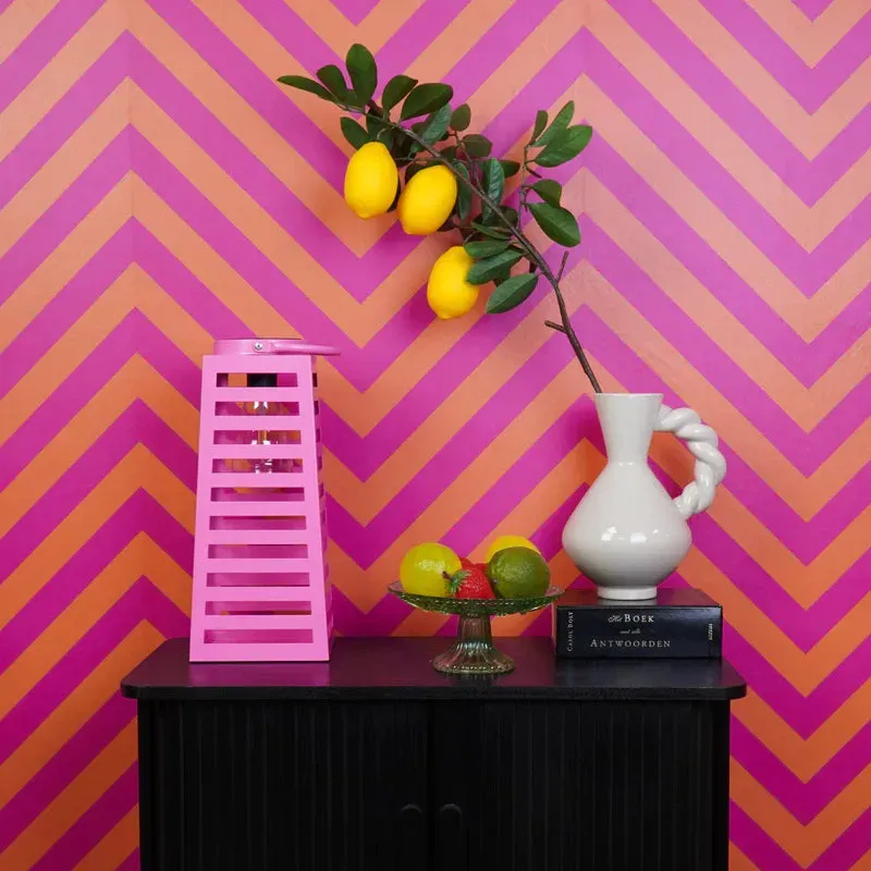 Housevitamin Solar lantaarn windlicht roze metaal 32,5 cm