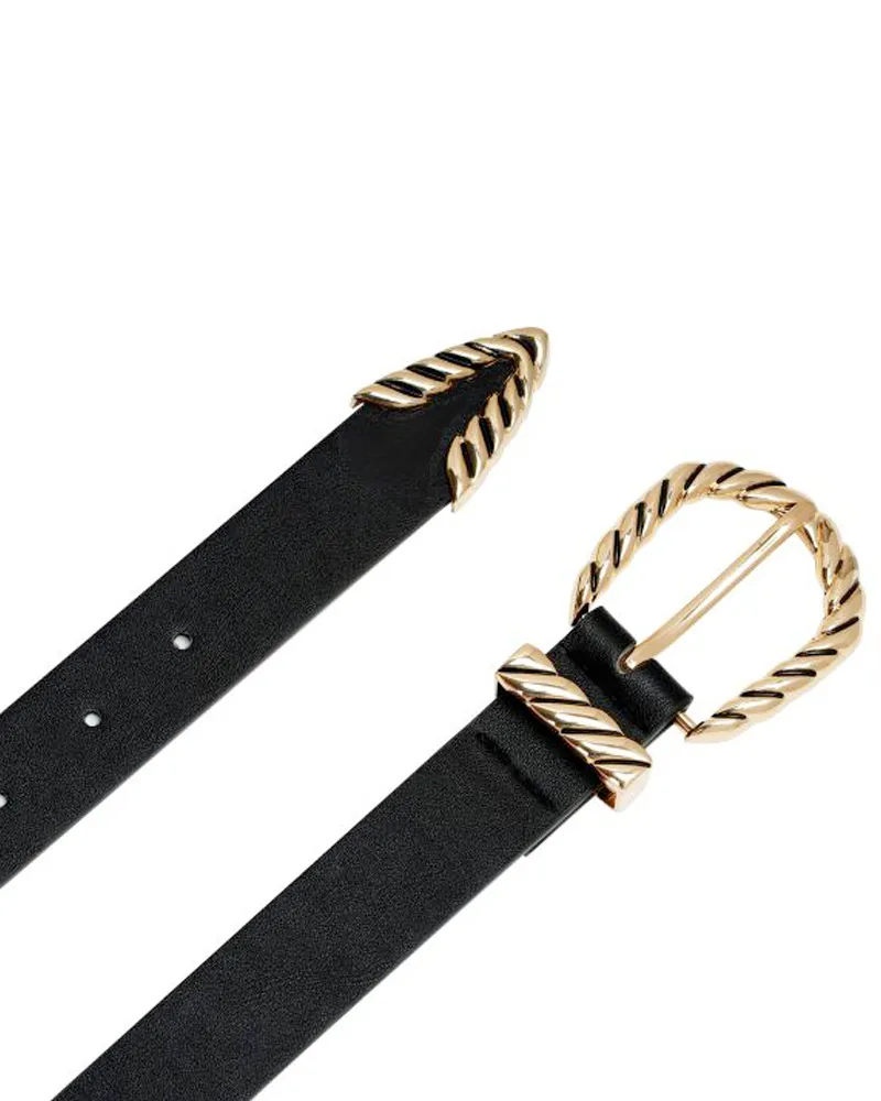 LOVEDRUNKY Girl Boss riem zwart goud 105 cm