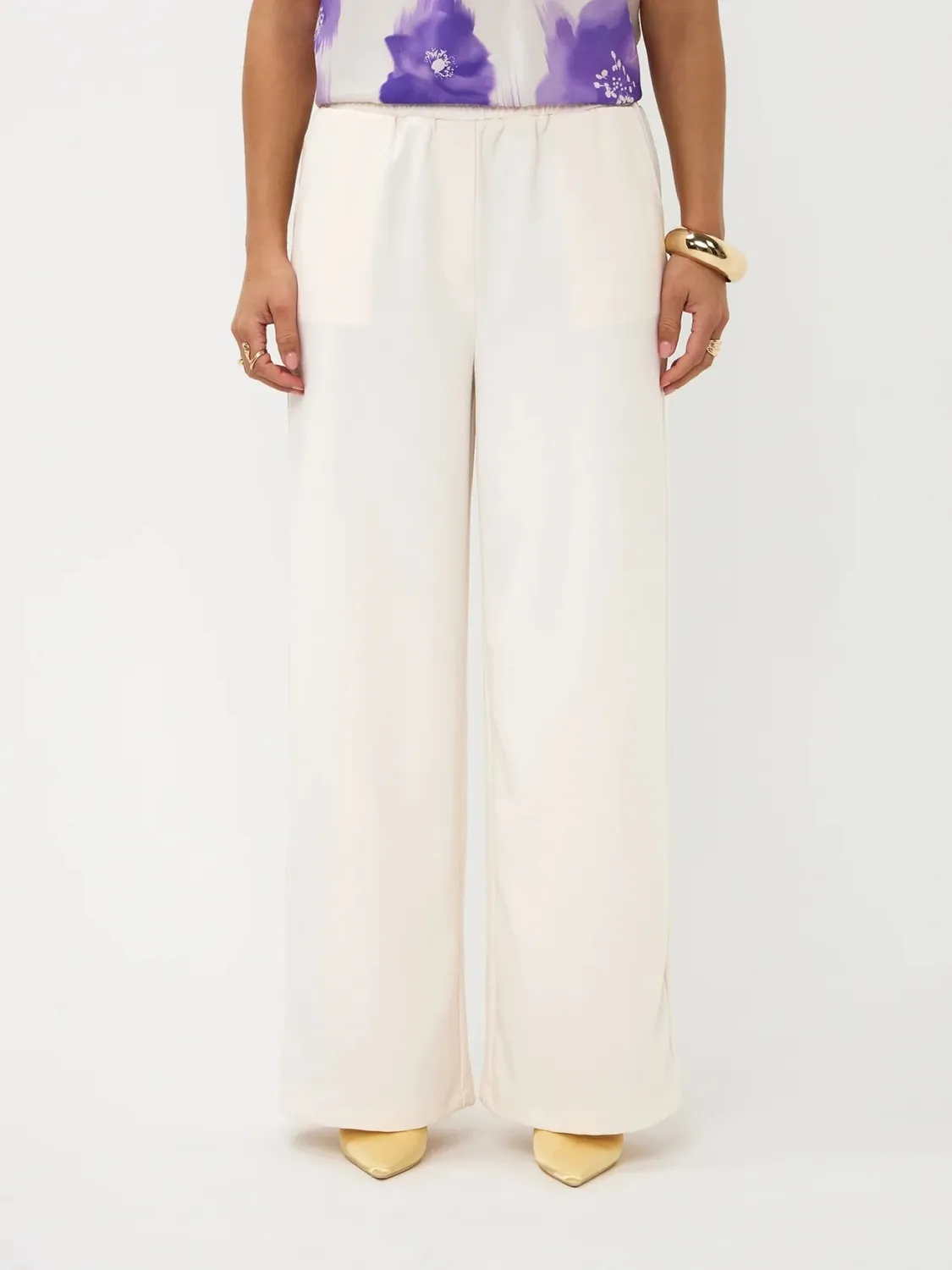 Amiek Yade Pants ecru wide leg damesbroek