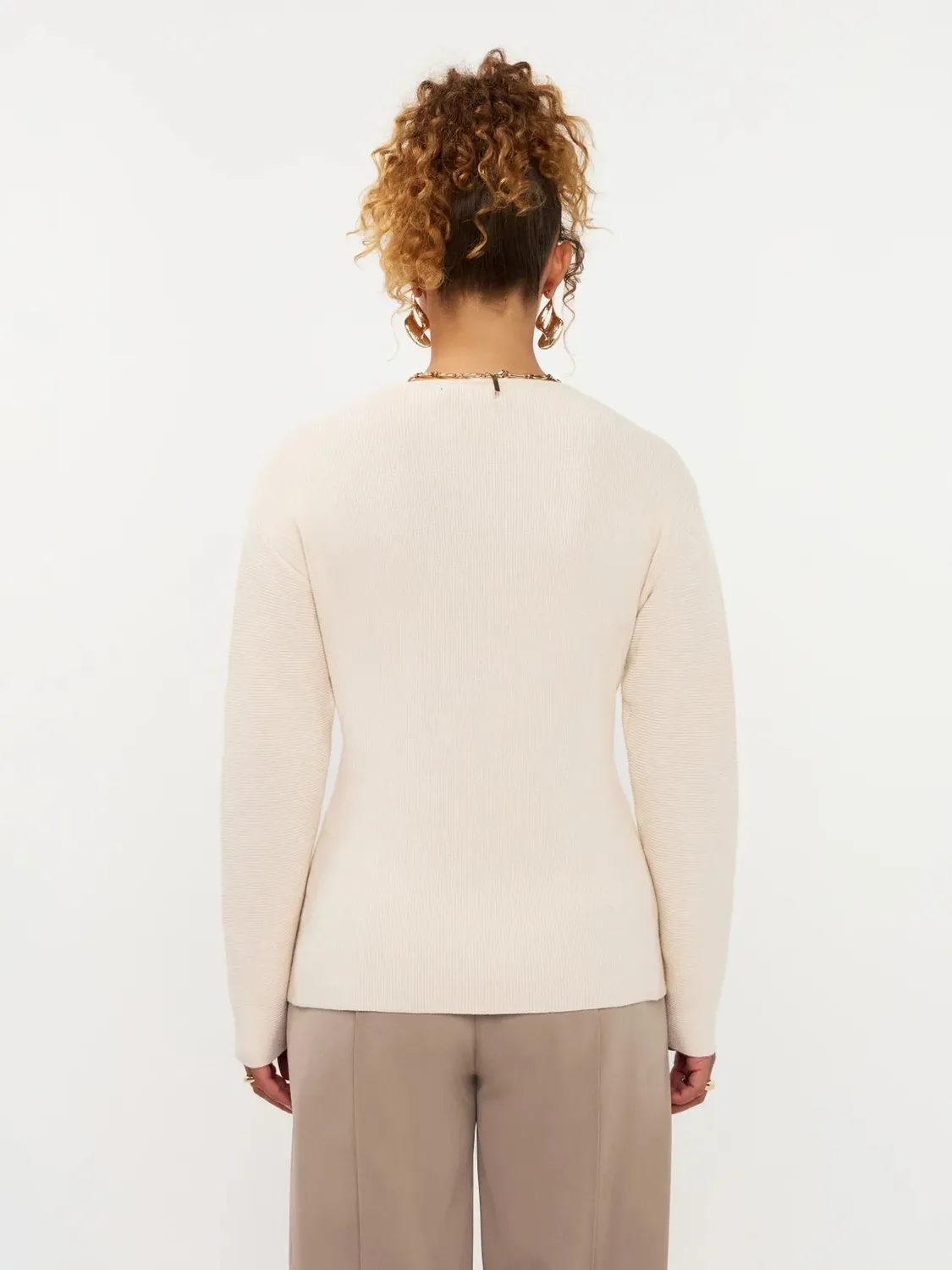 Amiek Daisy gebreide top V-hals ecru goudknopen