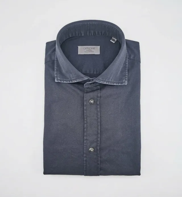 Officine Napoli Niko 1379 164 overhemd navy katoen