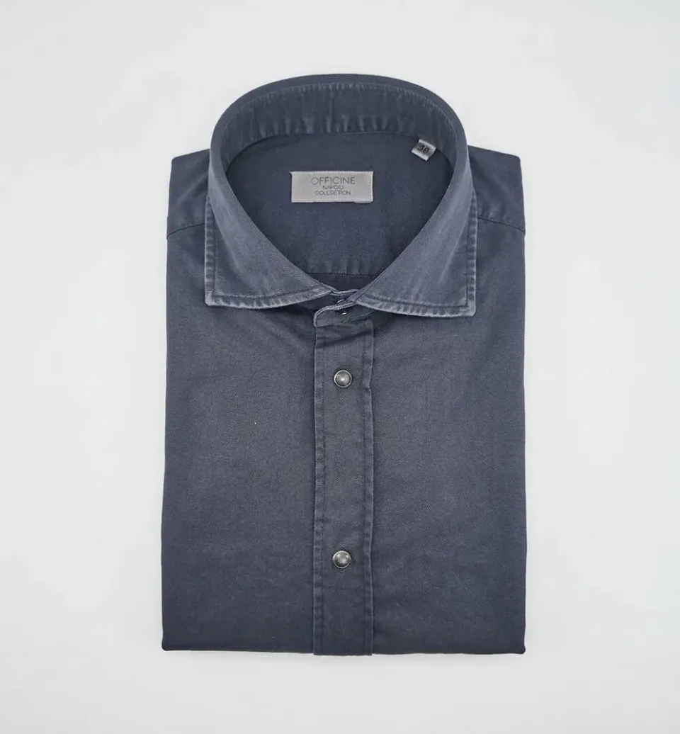 Officine Napoli Niko 1379 164 overhemd navy katoen