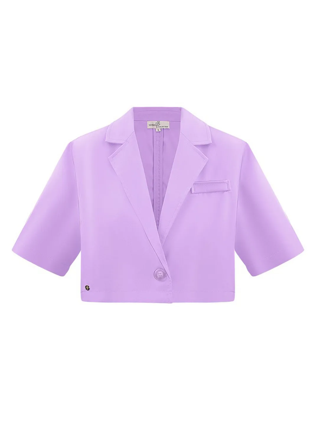 LOVEDRUNKY Cropped blazer lila met knoop