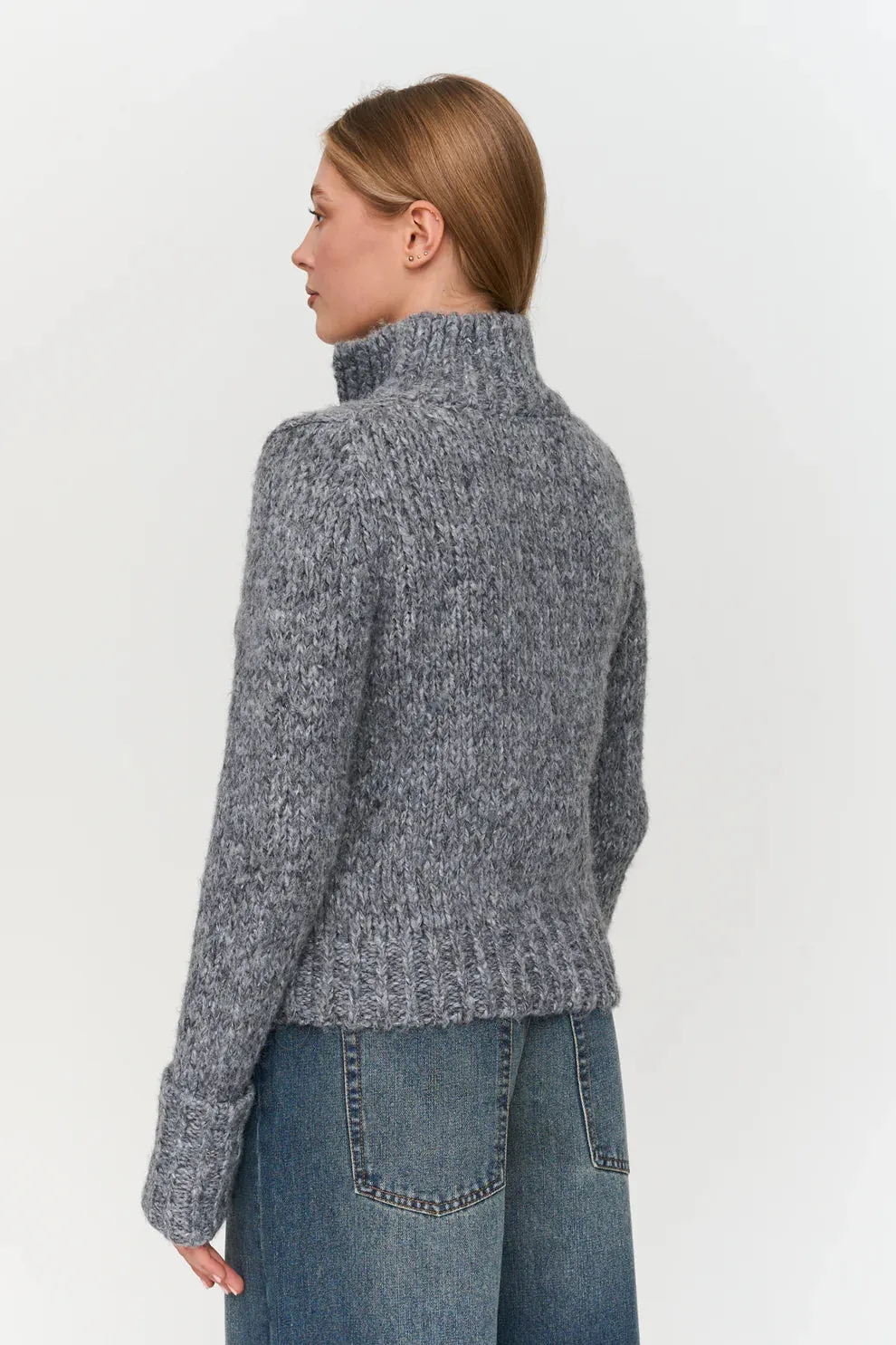 Amiek 24C Knitted Vest grijs gemelleerd vest met rits 36 38