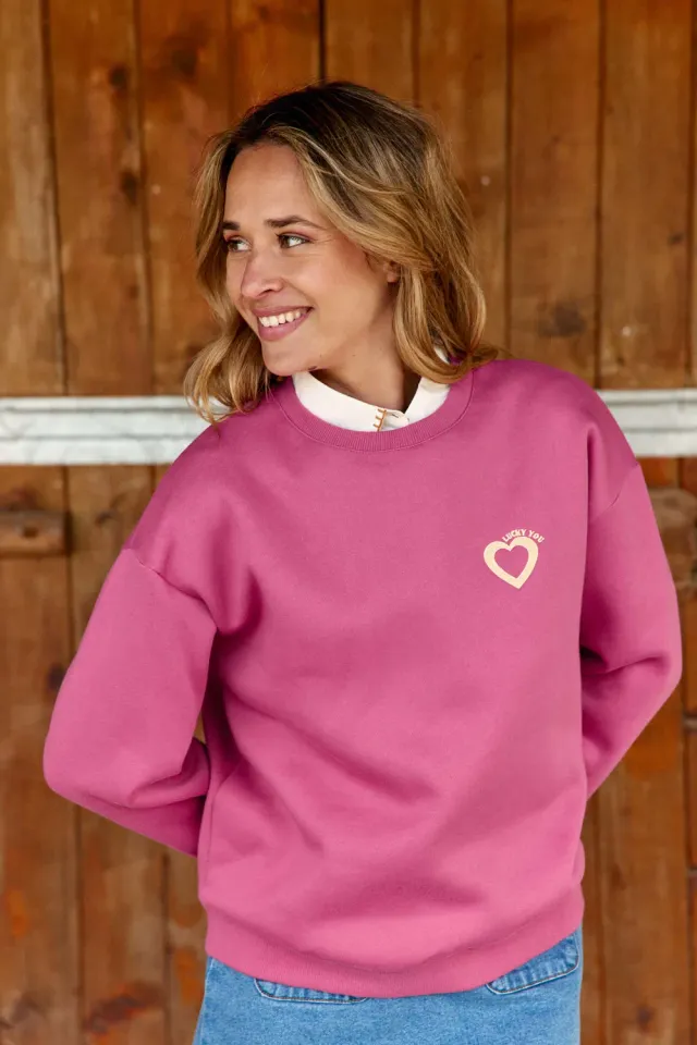 La Petite Etoile Tucky sweater roze geborduurd katoen