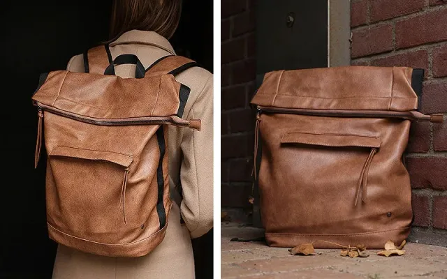 Amiek Haarlem rugzak camel vegan leer
