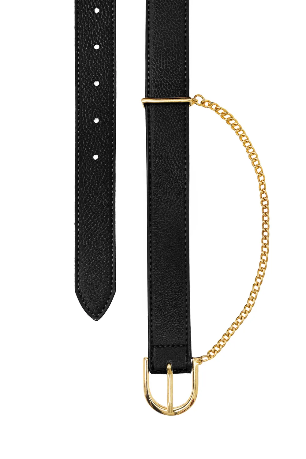 La Petite Etoile Alesia leren riem zwart met ketting