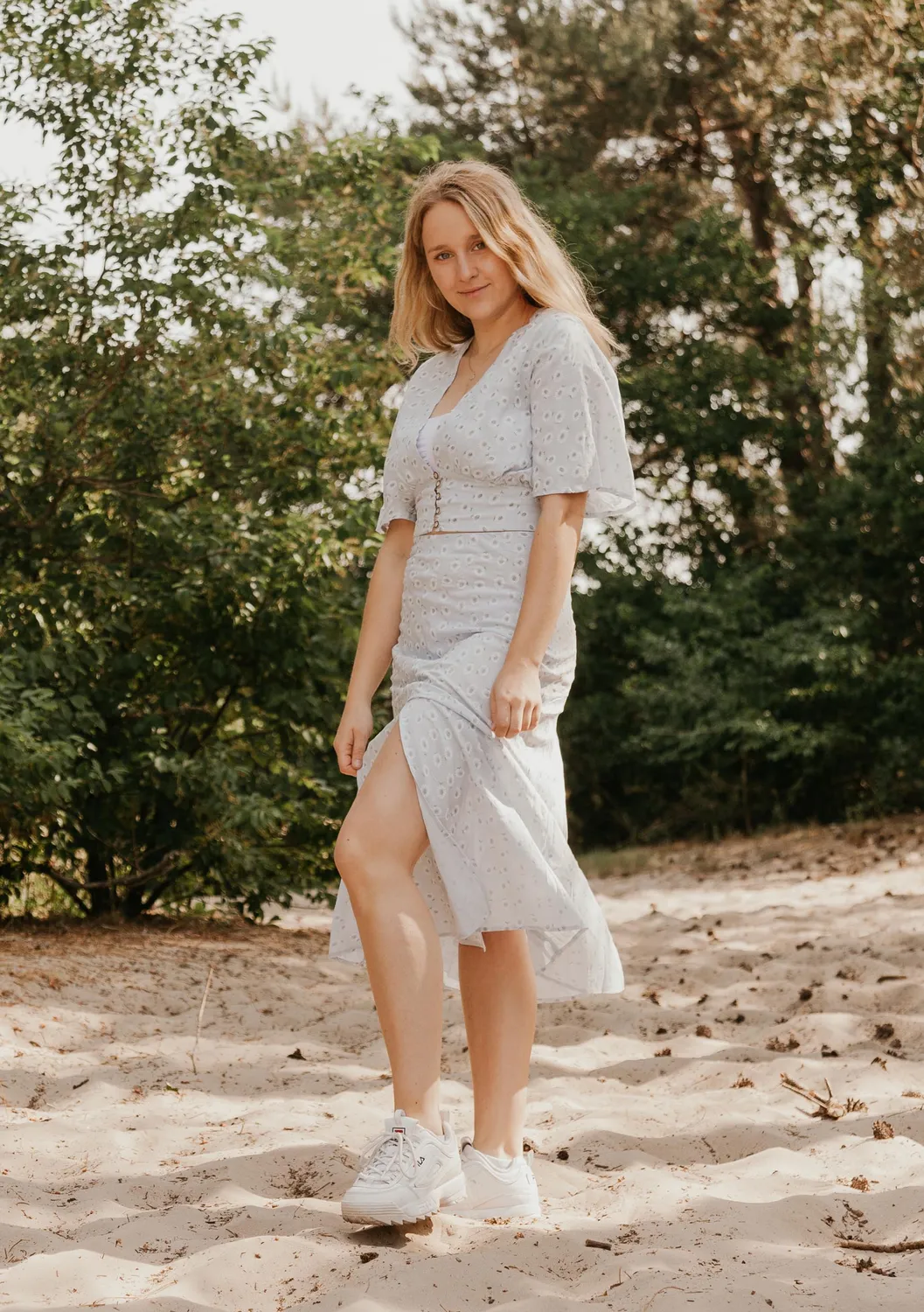 LOVEDRUNKY Midi Skirt rok lichtblauw bloemen