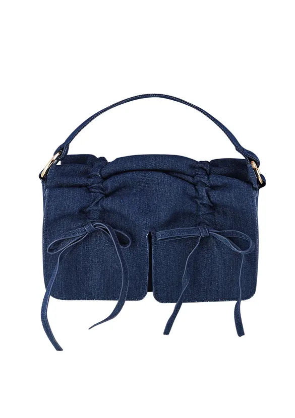 LOVEDRUNKY Denim Strikjes tas blauw 24 cm