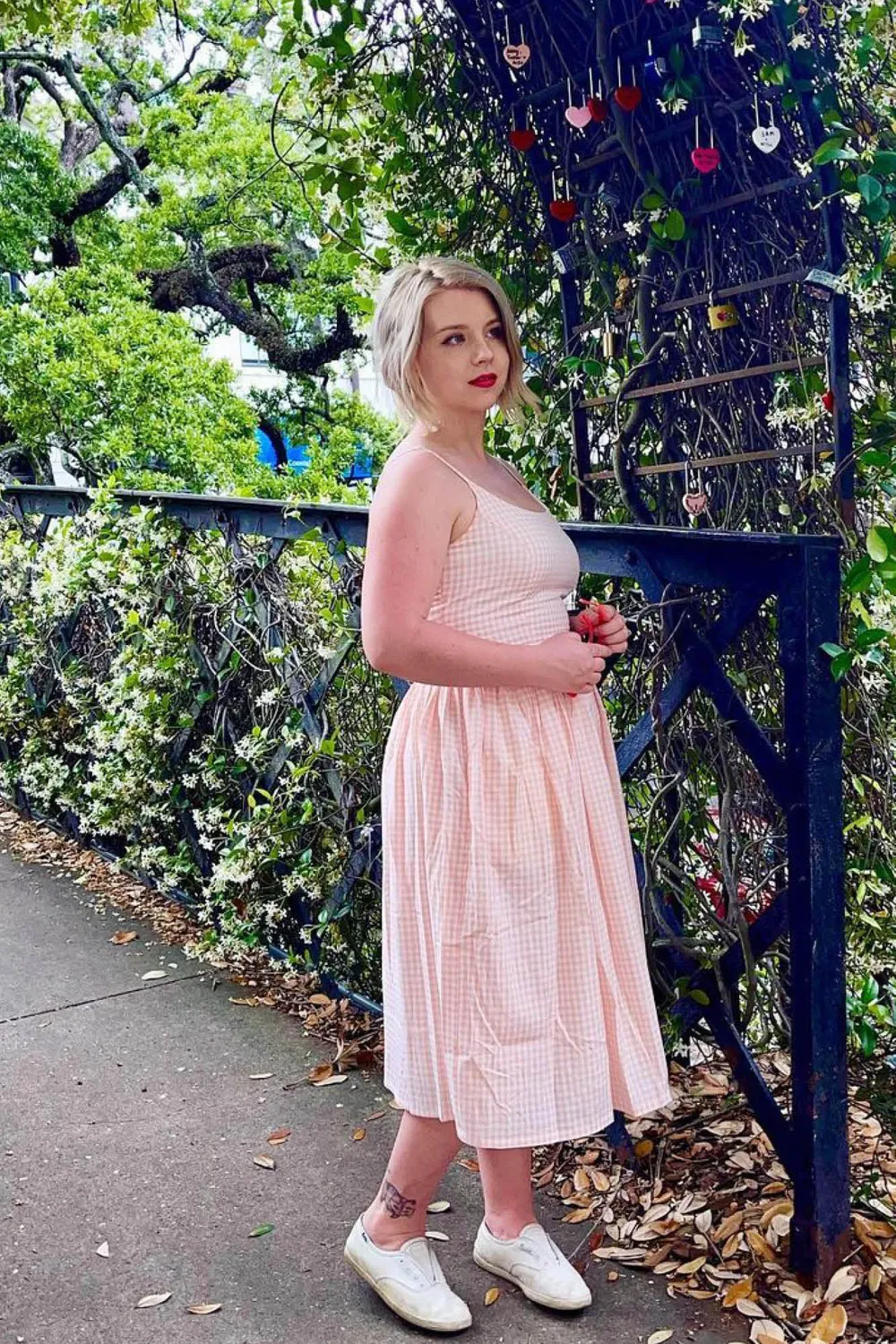 Tatyana Sandra Fit and Flare jurk roze ruit