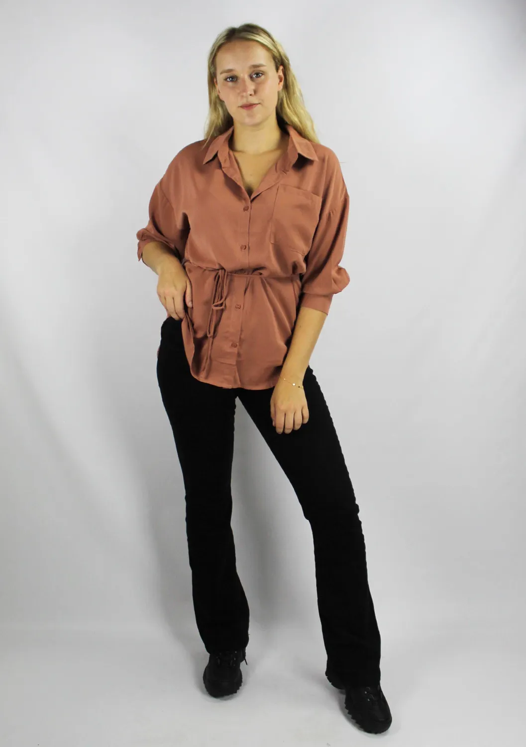 LOVEDRUNKY Blouse Brique blouse brique driekwart mouw