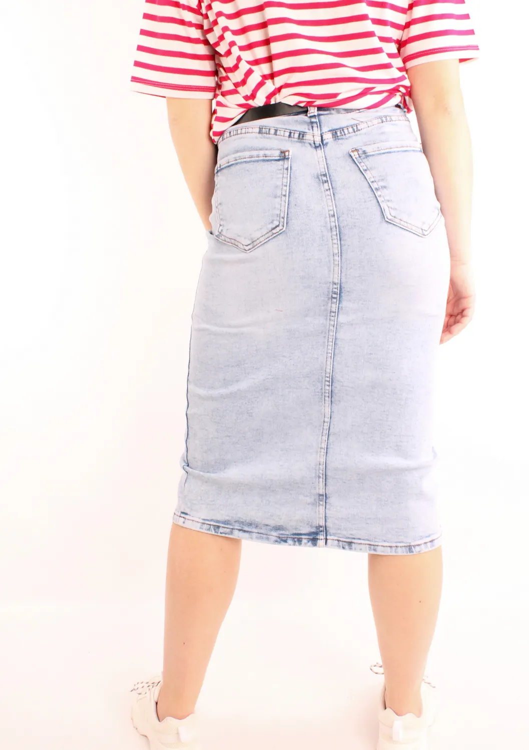 LOVEDRUNKY Midi spijkerrok blauw denim stretch