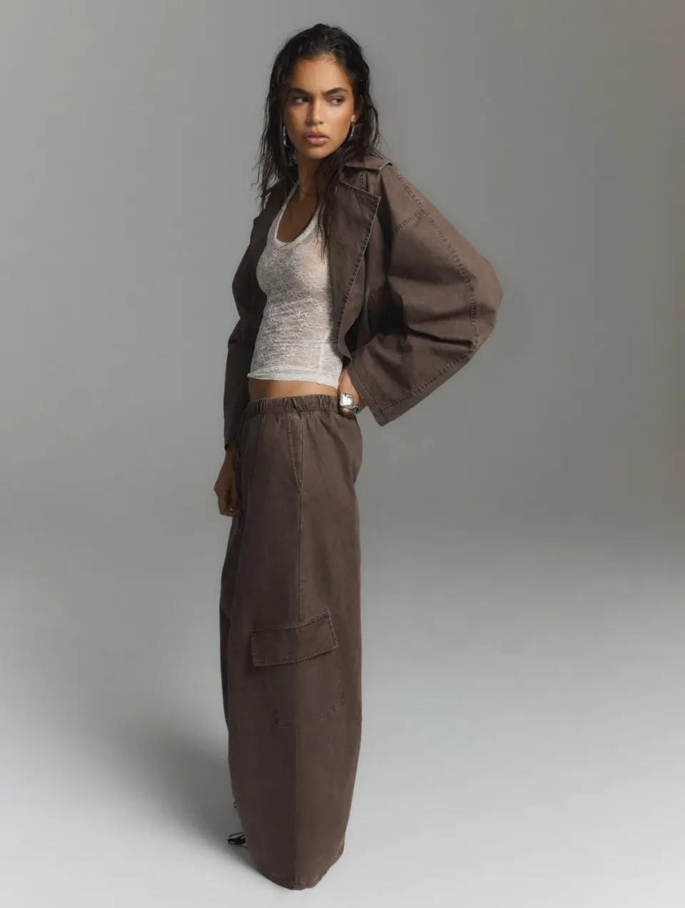 Amiek Mila Pants broek chocobruin cargo