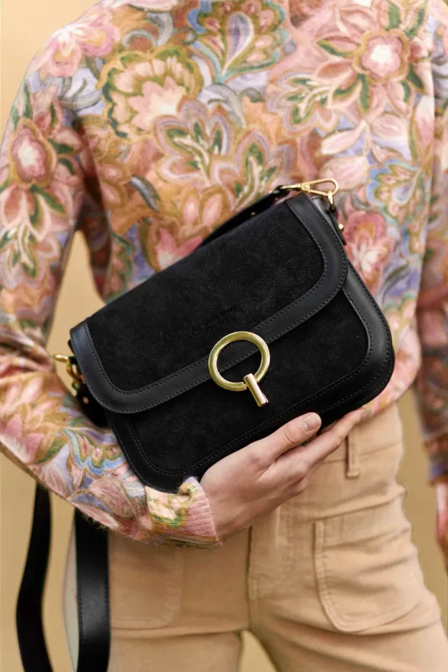 La Petite Etoile James leren tas zwart schouder