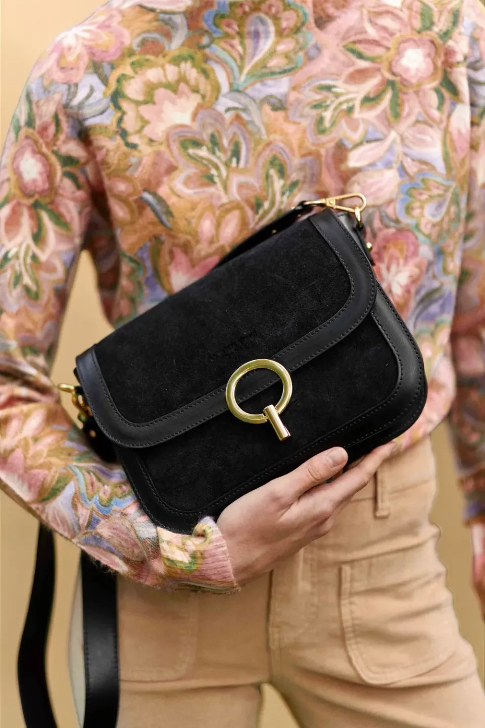 La Petite Etoile James leren tas zwart schouder