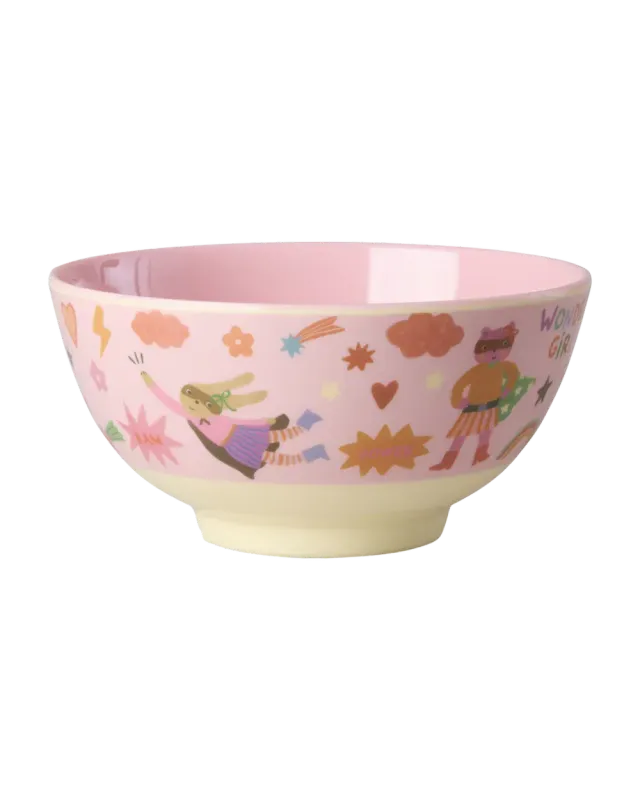 Amiek Hero kom medium roze melamine kind