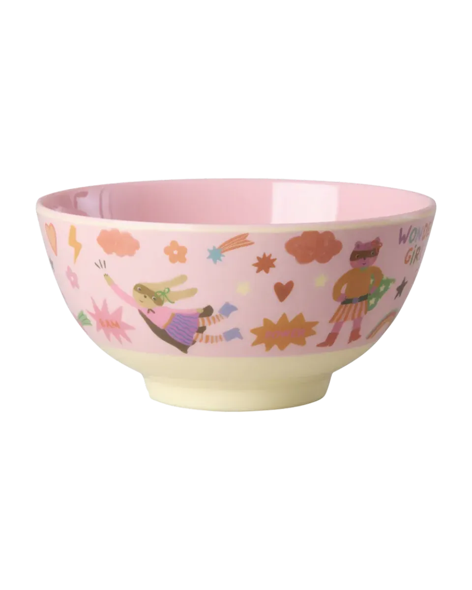 Amiek Hero kom medium roze melamine kind