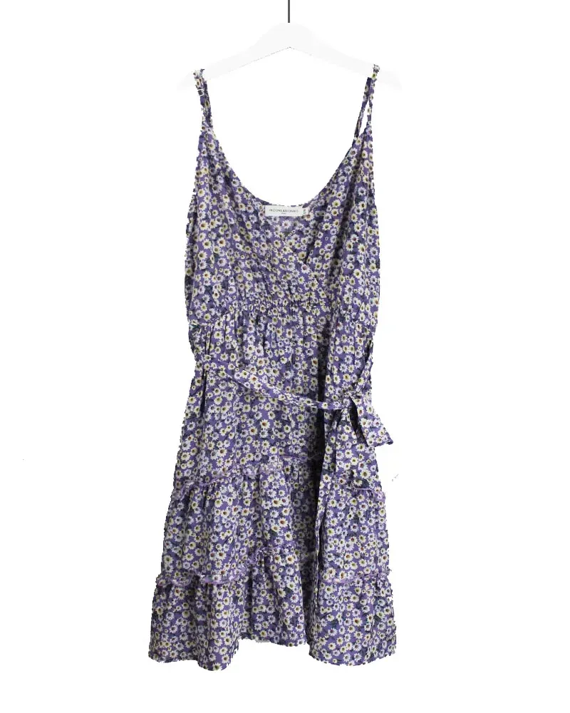 LOVEDRUNKY Flower jurk lila met overslag