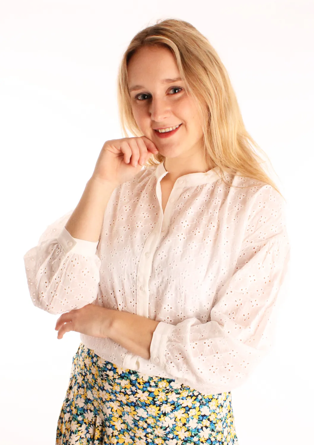 LOVEDRUNKY Embroidery blouse wit met kant