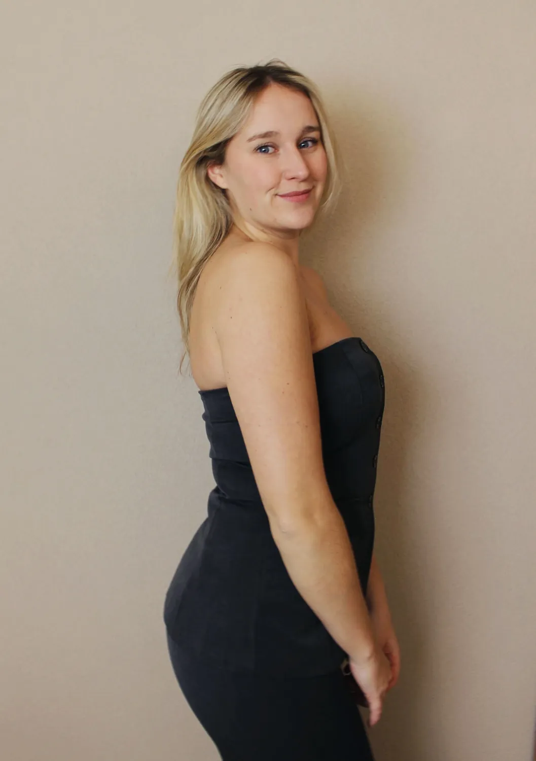 LOVEDRUNKY Tube Top gilet donkergrijs knoop