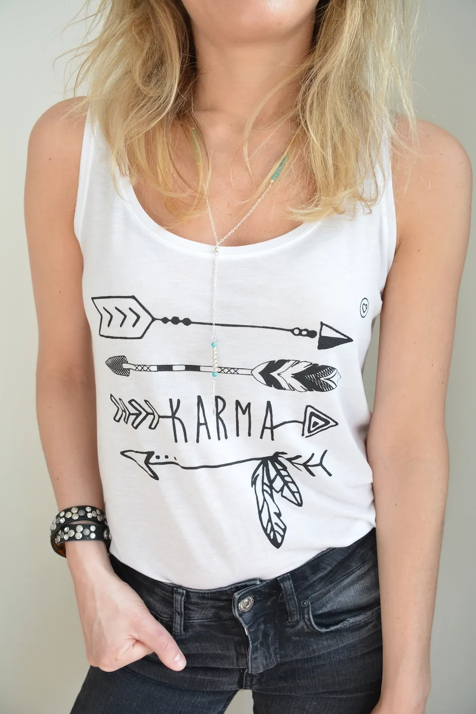LOVEDRUNKY Karma High Low tanktop wit biologisch
