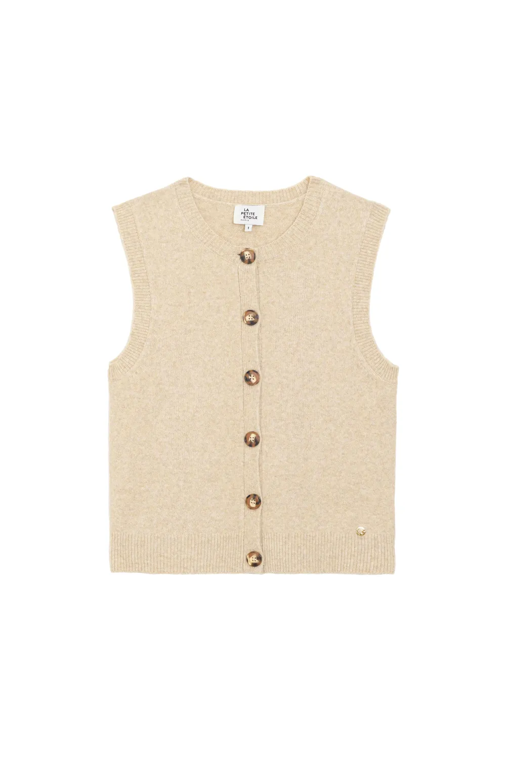 La Petite Etoile Morini gilet beige mouwloos knoopsluiting