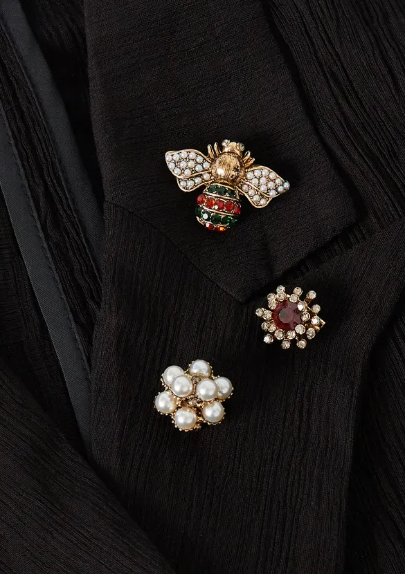 LOVEDRUNKY Bij broches goud bruin 3 stuks