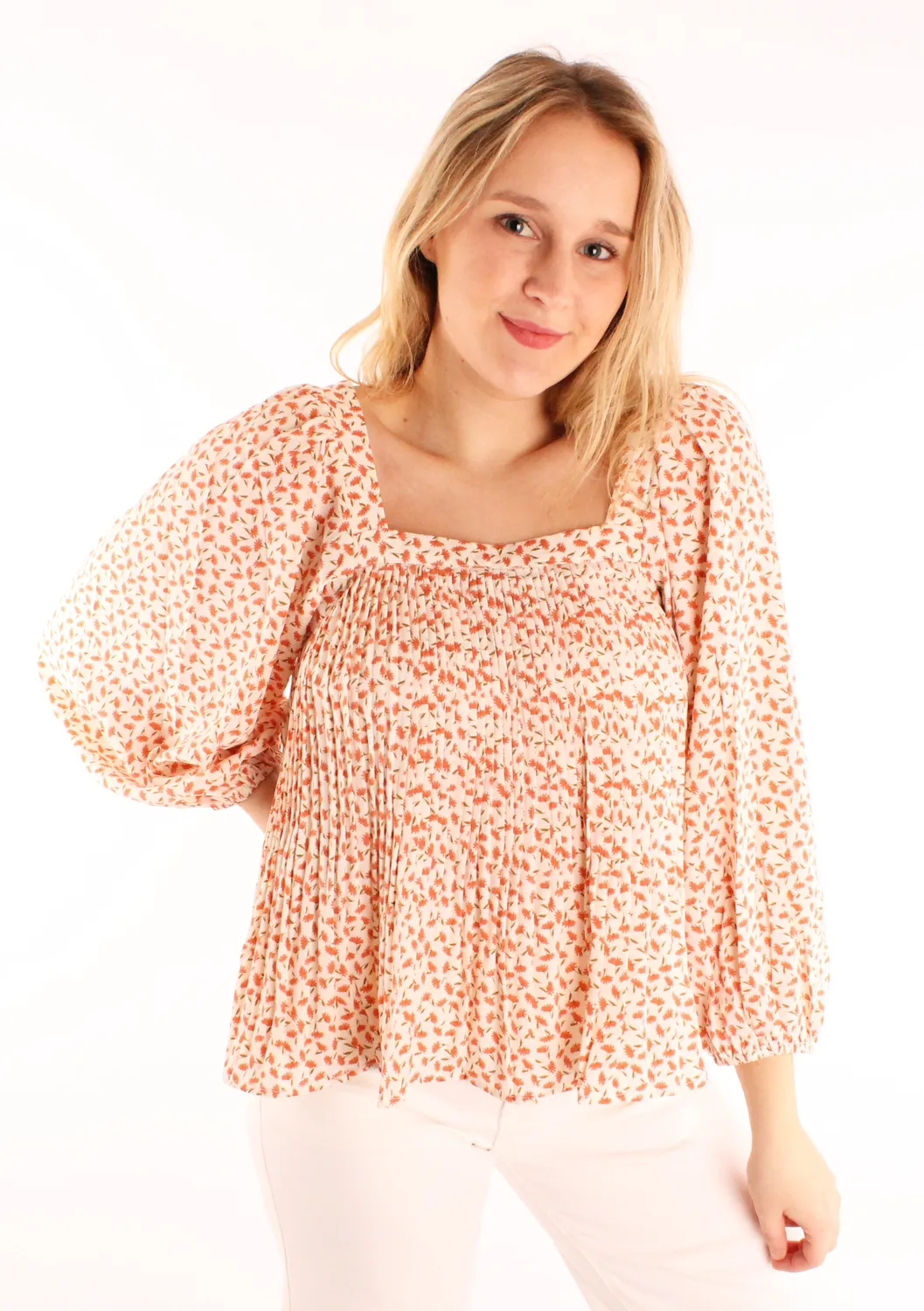 LOVEDRUNKY Blouse Plissé blouse roze bloemen