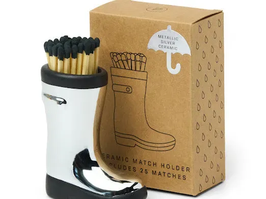 Amiek Wellington Boot luciferhouder chrome keramiek 25 lucifers