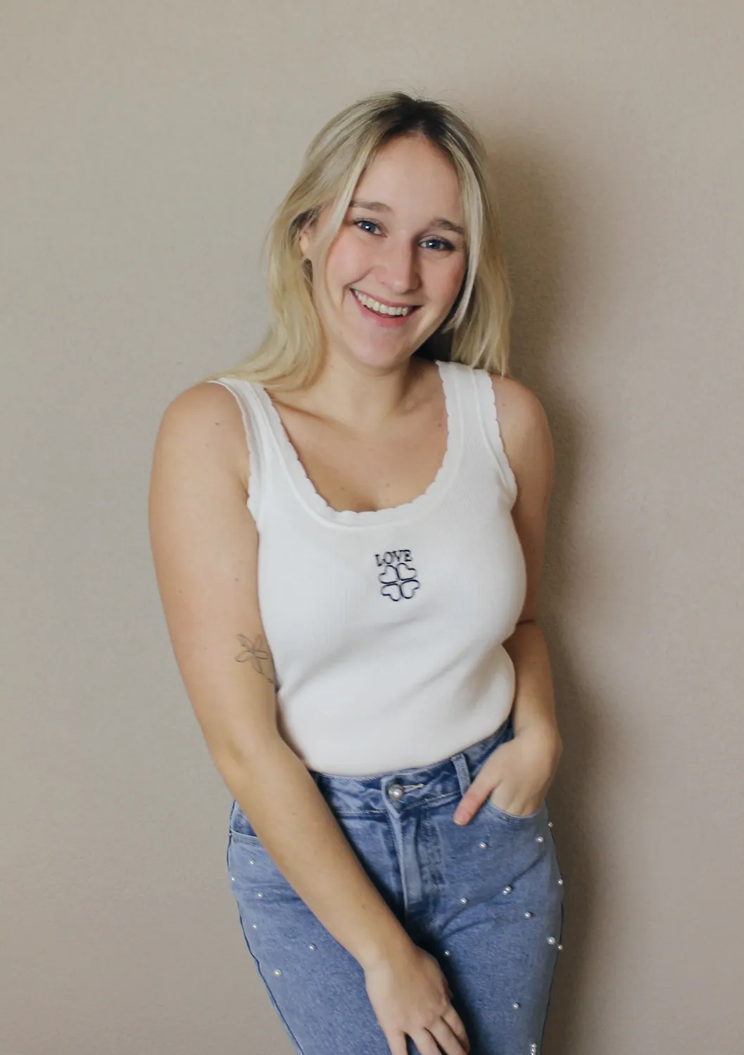 LOVEDRUNKY Love top wit one size met hartjesprint