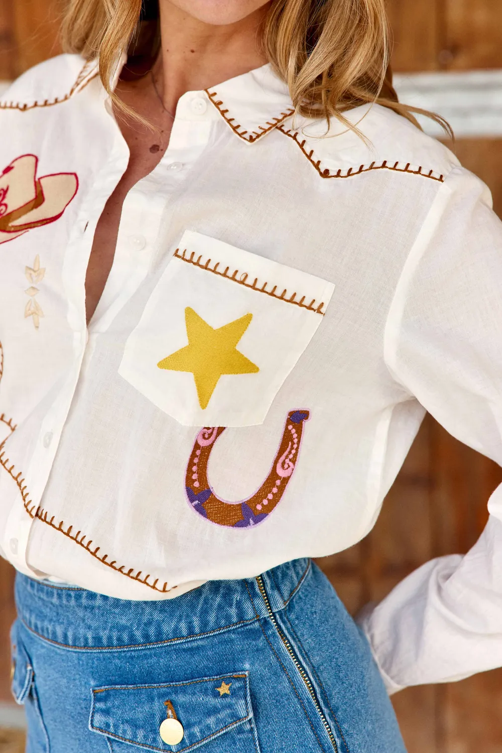 La Petite Etoile Clotaire blouse ecru borduursel lange mouw