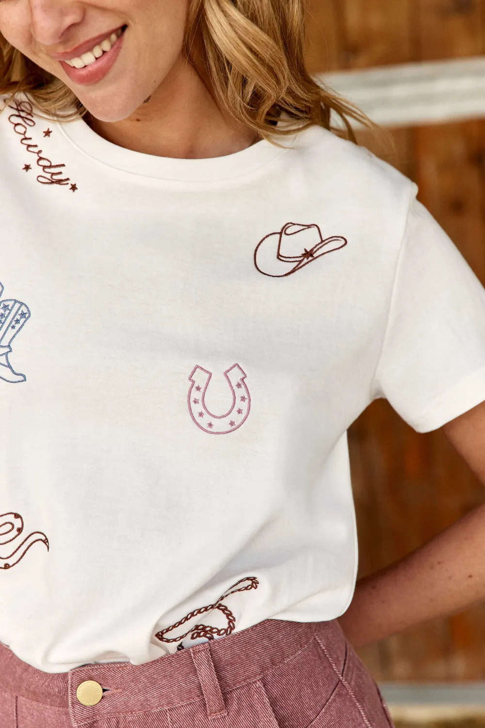 La Petite Etoile Taigo T-shirt ecru borduursel