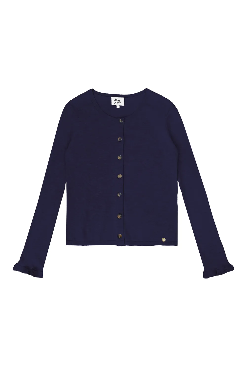 La Petite Etoile Monet vest marine knoopvest met volant