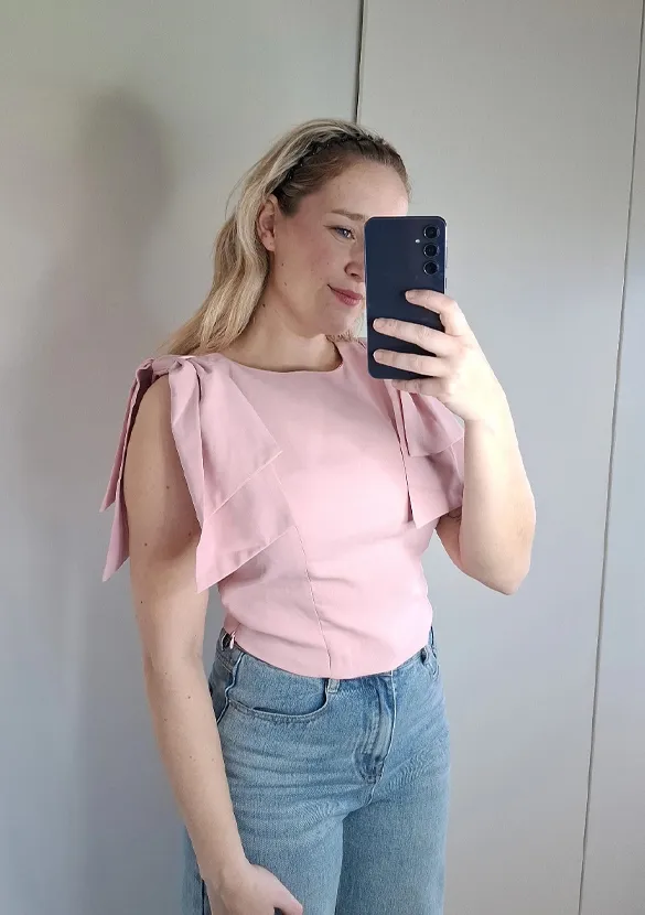 LOVEDRUNKY Big Bow Top met strik Roze gevoerd