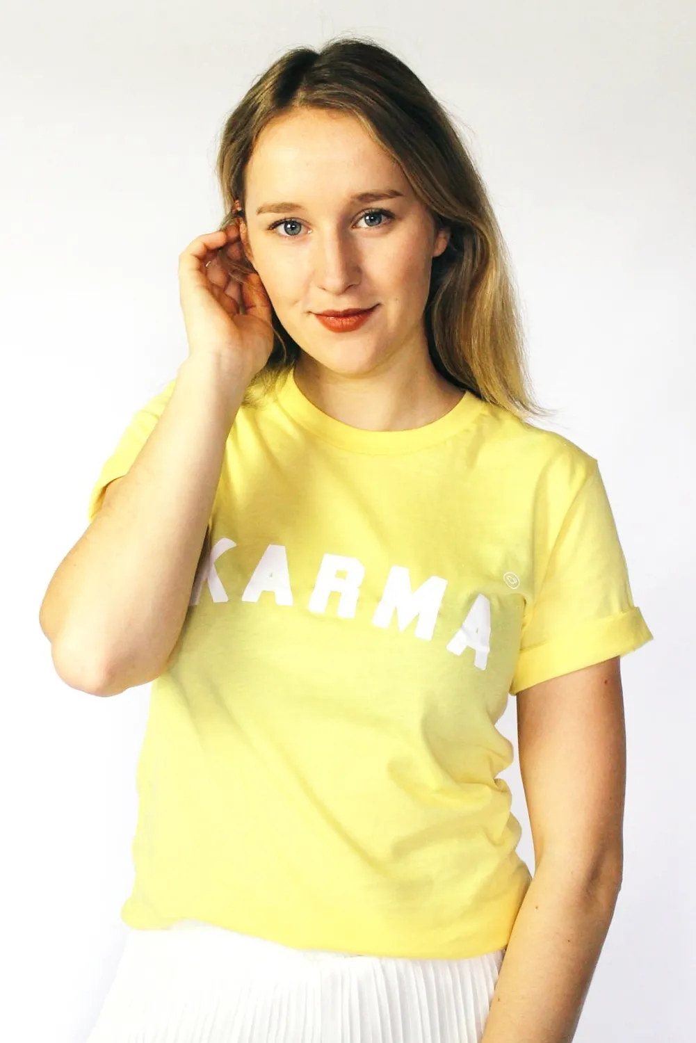 LOVEDRUNKY Karma T-shirt geel katoen