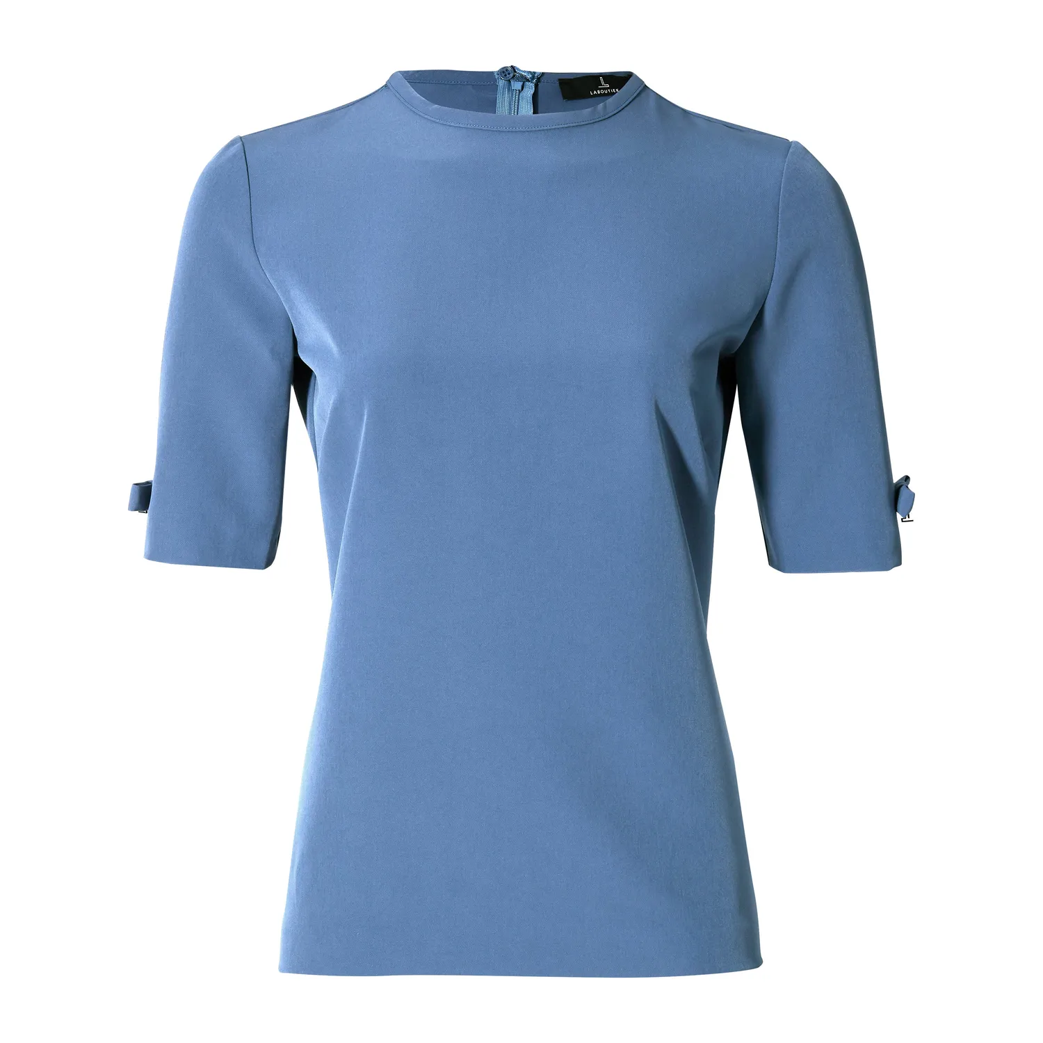 Laboutiek Clean Tee With Bows T-shirt Oceaanblauw Getailleerd