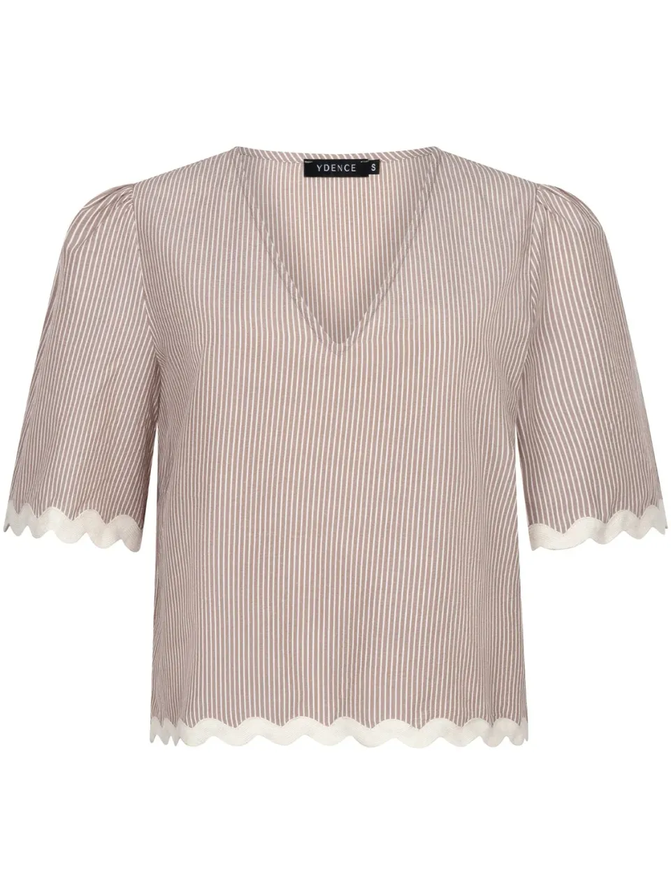 Amiek Top Coco top zand beige V-hals streep