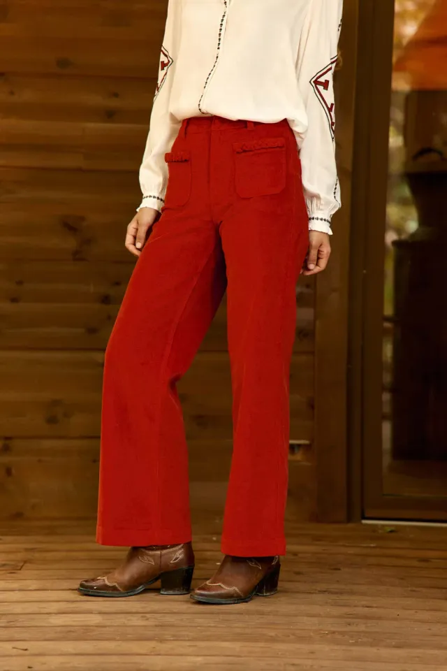 La Petite Etoile Atlantyo broek wijd ribfluweel brique