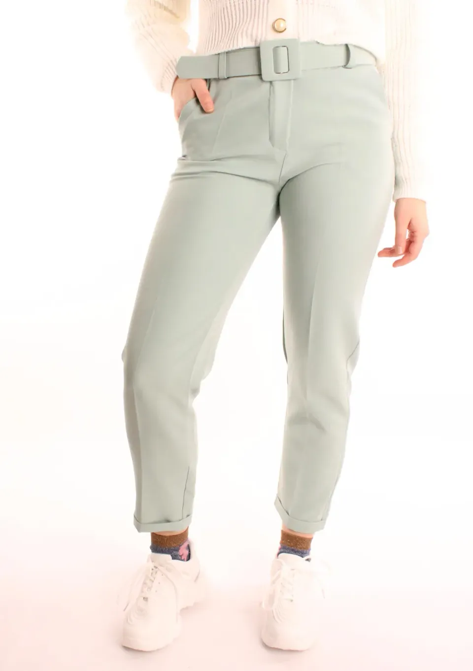 LOVEDRUNKY Casual pantalon mint – high waist