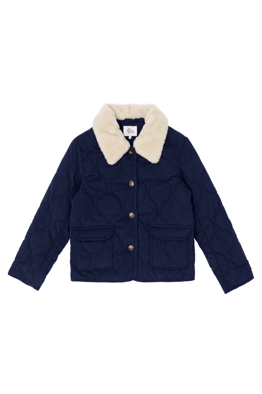 La Petite Etoile Nattia korte jas marine ribvelours