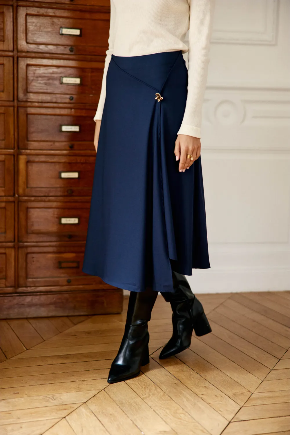 La Petite Etoile Jorie midi rok marine asymmetrisch