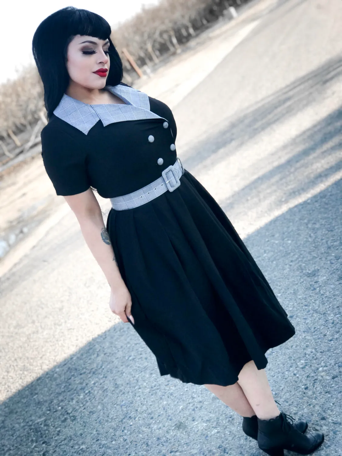 Tatyana Michelle Swing Jurk Zwart double-breasted XS