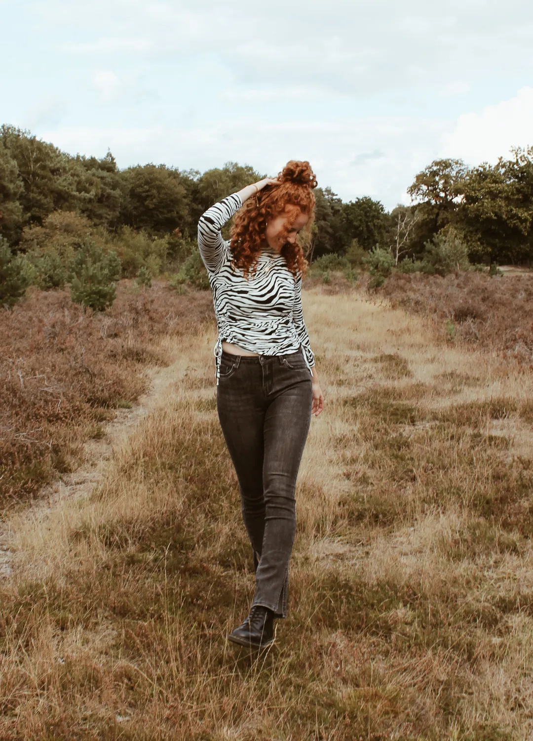 LOVEDRUNKY Zebra top zwart wit lange mouw stretch