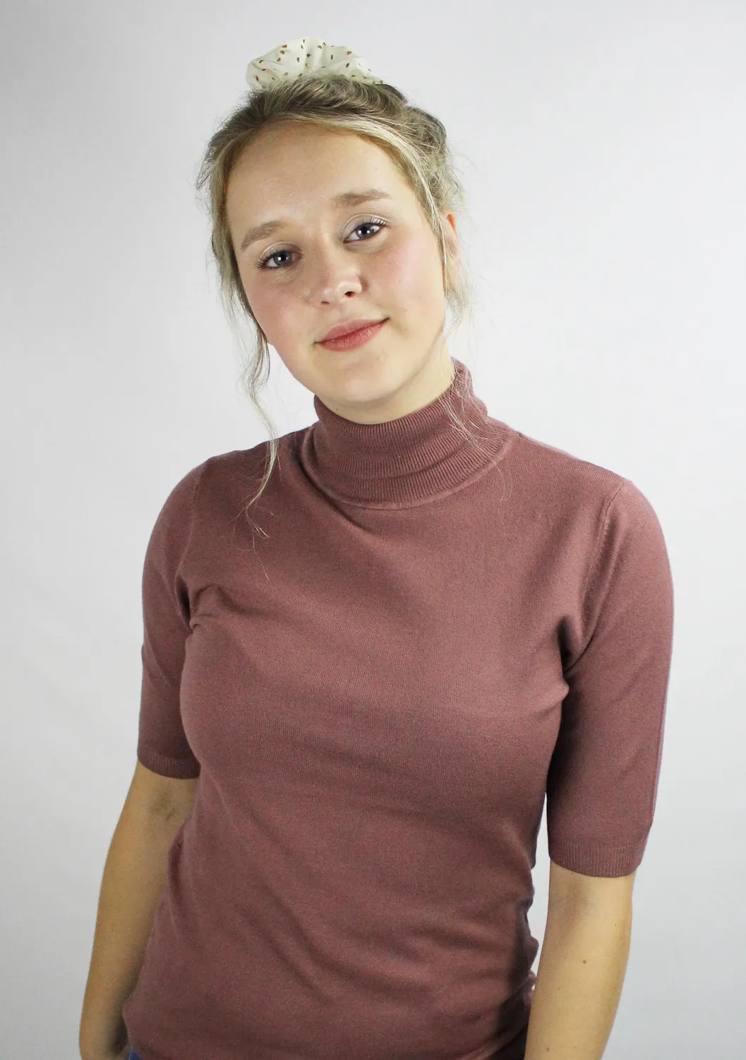 LOVEDRUNKY Turtleneck top oud roze zachte col