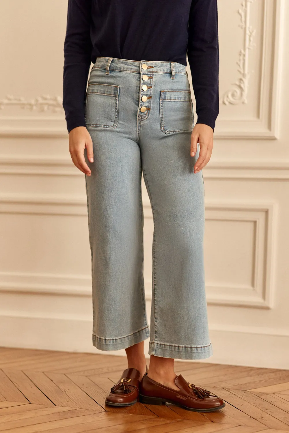 La Petite Etoile Atlanta jeans light stone wijde pijp